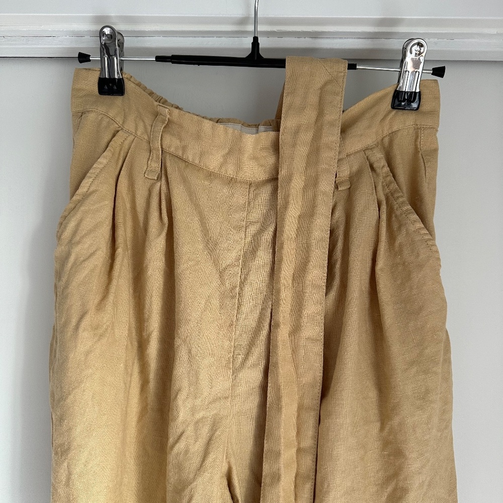Camel S/M Boyfriend Loose Pleated Front Pants NotPerfectLinen - Picture 4 of 10